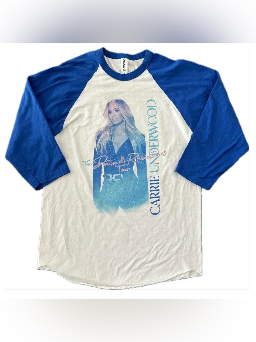 Carrie Underwood BLUE DENIM & RHINESTONES TOUR Shirt Raglan Country Band Tee M